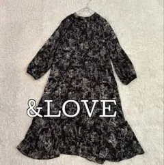 極美品⭐︎&LOVE 長袖ロングワンピース　ボウタイ　トワルドジュイ柄パフスリーブ