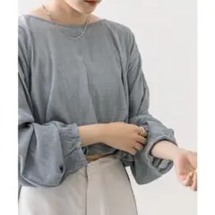 mystic ミスティック　楊柳ドロストショートシャツ　ブルー