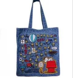 スヌーピータウンショップ WOODSTOCK75周年 刺繍デニムビッグバッグ