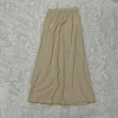 新品▲アースミュージックアンドエコロジー▲ロングスカートF白黄ボーダー イージー