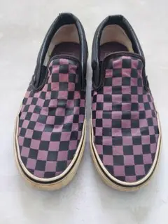VANS チェッカー スリッポン 黒紫