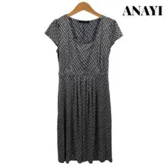 【美品】ANAYI アナイ 総柄 ワンピース 上品 春夏 落ち感 38