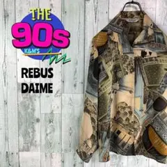 80's BEAUS DAINE モスク　寺院　総柄　オープンカラーレトロシャツ