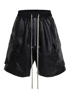 rick owens 似 リックオウエンス　風　レザージップ　ショーツ