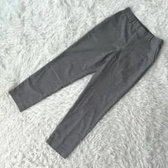 【ユニクロ】千鳥格子 テーパードパンツ グレー S ストレッチ ウエストゴム