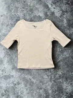【美品】NOLLEY'Sノーリーズ5部袖テレコカットソー スクエアネック キナリ