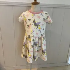 ハンドメイド　ウエストギャザーワンピース　90