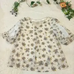 as know as アズノウアズ　花柄プリント　シフォンブラウス