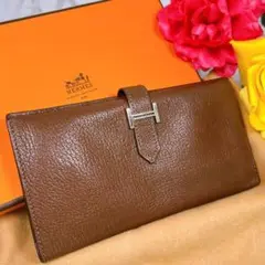 ✨美品✨ エルメス ベアンスフレ 長財布 ブラウン