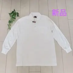 新品ホワイト 長袖ポロシャツ LLサイズ
