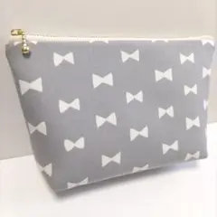 リボン シンプル ハンドメイド ポーチ 化粧ポーチ ファスナーポーチ