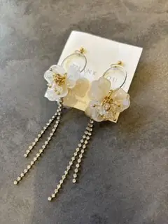 【nanan】　ロングピアス　ハンドメイド　ブライダル