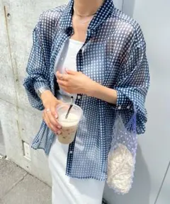 シアーシャツ ギンガムチェック ブルー
