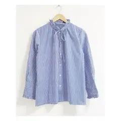 m448_IENA 極美品✨21SS☘️コットンフリルシャツブラウス ストライプ