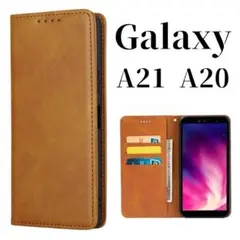 Galaxy A21 A20 手帳型 スリム ギャラクシー ケース キャメル