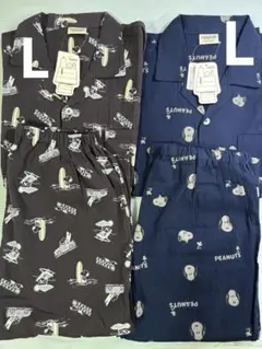 【新品】スヌーピー　柄パジャマ　2枚セット（チャコールグレー&ネイビー）