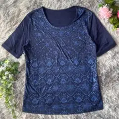 CHRISTIAN AUJARD 半袖Tシャツ【9T】花柄 ネイビー