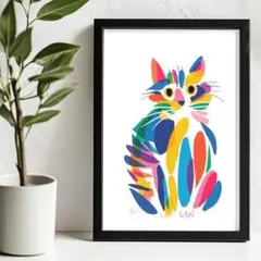 f5202 カラフルペットアート フォレストキャット メッセージ付 A4