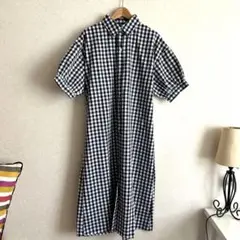 半額以下‼️シャツワンピ　チェック　モノクロ　フリーサイズ