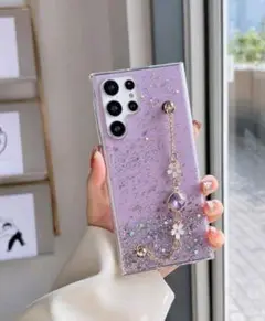 匿名発送　ラメ Android スマホカバー　Galaxy s23　紫　綺麗