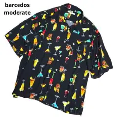 美品 barcedos moderate カクテル柄 プリント アロハシャツ