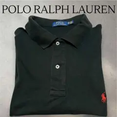 【美品】POLO RALPH LAUREN ポロシャツ 2XB 黒×赤ポニー