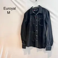 M761 Euroyal ブラック 長袖シャツ M 英字プリント