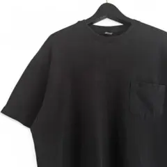90s Hanes ポケット付き 無地ブラックTシャツ XL A75