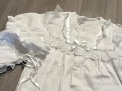 ホワイト フリル付きセレモニードレス 帽子付き