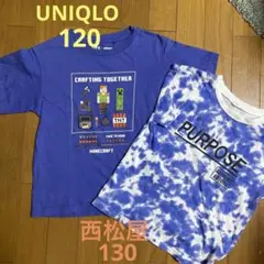 UNIQLOマイクラTシャツ120cm,西松屋Tシャツ130cm ２枚セット