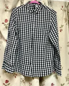 H&M DIVIDED 綿100% 黒白ギンガムチェックシャツ
