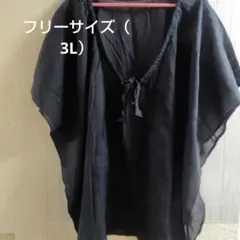 フリーサイズ（3L）ブラック シフォン 半袖 トップス
