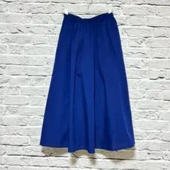 美品✨【アーバンリサーチドアーズ】ロングフレアスカート ゴムウエスト 青 【Ｍ】