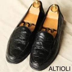 超希少アルティオリARTIOLI クロコダイルコインローファー黒8