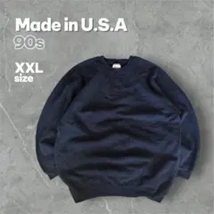90s USA製 Hanes 無地 ブランクスウェット ラグラン XXL 黒