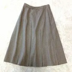 Aquascutum タックプリーツ スカート クラブチェック柄 ９　裏地付き