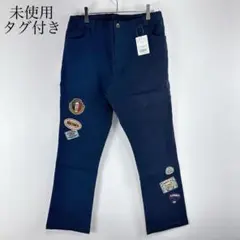 未使用タグ付き　ドラッグストアーズ　カジュアルパンツ 刺繍パッチ付き　ネイビー