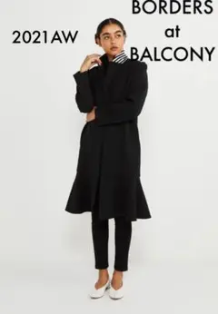 美品✨BORDERS at BALCONY✨21AW✨ラッフルヘムコート 黒