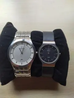 週末価格【OBAKU】ペアクォーツ腕時計 (ペアチタンレディース付)稼働品