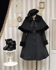 Amavel antique doll ケープ付きロングコート ボルドー Amavel antique doll ケープ付きロングコート ボルドー