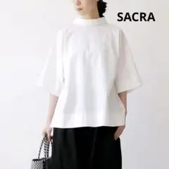 定価28600円　サクラ SACRA コットン バックプリーツブラウス 白