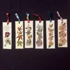 押し花デザインのしおり6個セットC