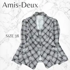 Amis-Deux ドゥザミ　日本製　フェミニン　チェック柄　ジャケット　M