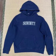 subciety バクプリ入り box logo スウェット パーカー 紺L