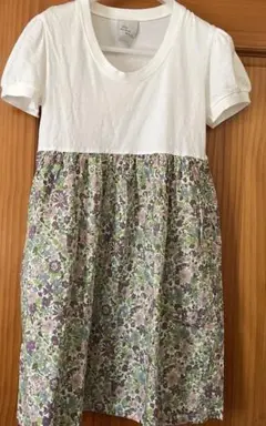 Des Ponds Dans Leau 半袖ワンピース 綿100%花柄 リバティ