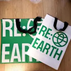 ロッテマート 韓国 RE:EARTH エコバッグ 緑色 大きめ クリーニング袋
