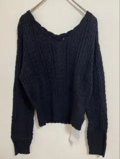 新品 RAY CASSIN レイカズン 透かし編 ニット プルオーバー ブラック