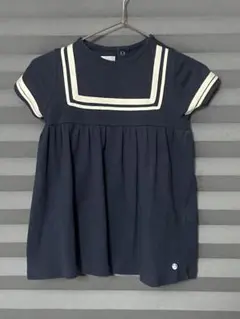 プチバトー　ワンピース　セーラー柄　ネイビー　74サイズ