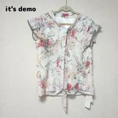【新品】it's demo イッツデモ 花柄ボウタイブラウス リボン