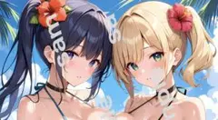 a4ポスター　AIイラスト 美女 水着ギャル　アニメ　アート　 AI 女の子